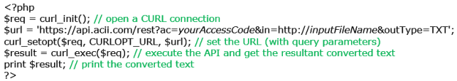 File Conversion REST API example using PHP.
