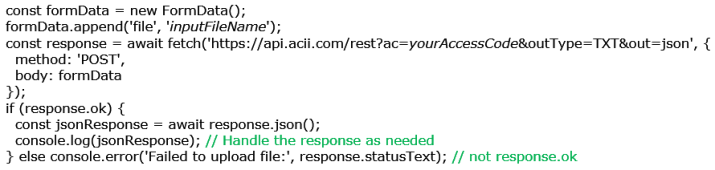Example of File Conversion REST API using Javascript